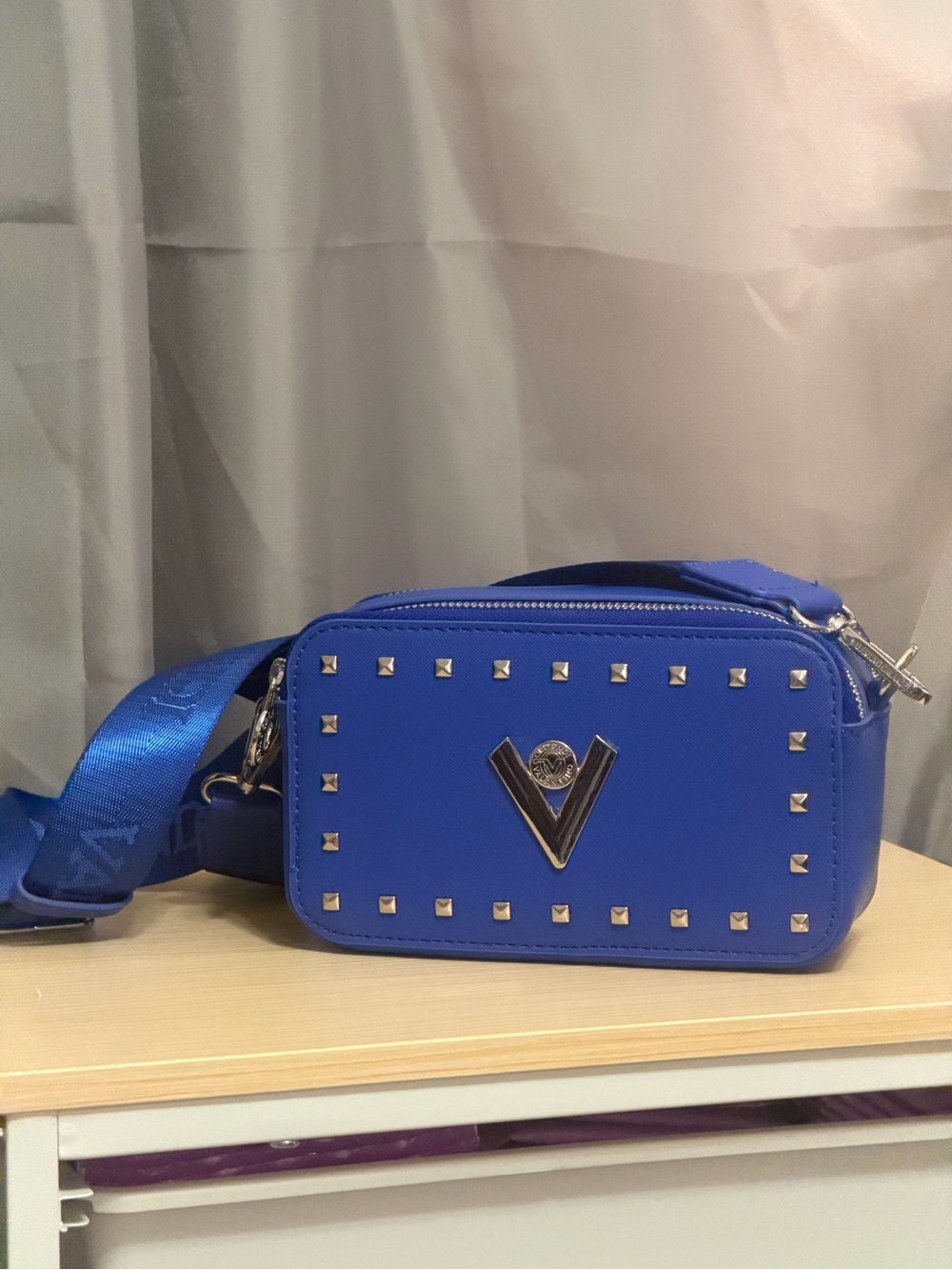 Valentino Orlandi Cobalt Blue Studded Crossbody Bag